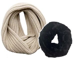 WEST LOOP Infinity Scarves - 2 scarves -Black & Beige